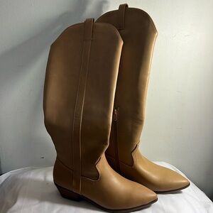 Universal Thread Women's Tall Western Cowboy Boots Knee Height Brown  Size 8 1/2